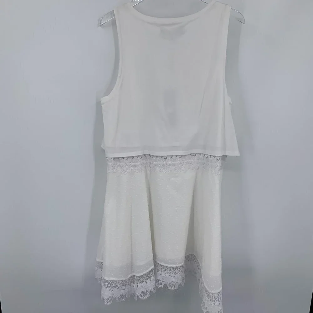 Thakoon Lace embroidered tank dress white knit mesh a-line skirt new X-Large XL - Picture 5 of 6